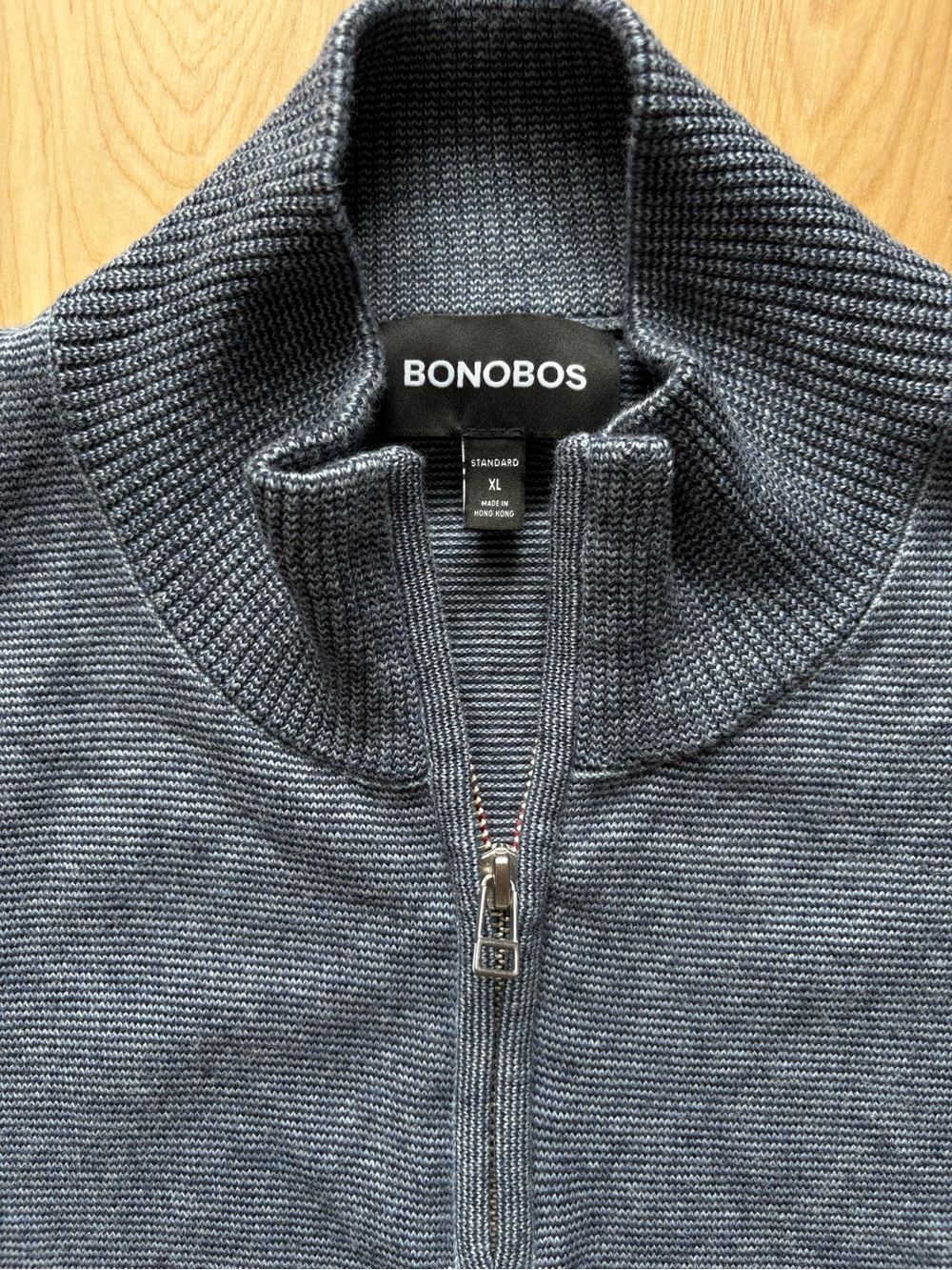Bonobos Quarter Zip Mock Neck Sweater Slate Blue Neutral Minimal Preppy Layering